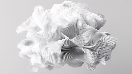 Poster - Abstract White 3D Render of a Flowing Organic Form with Dotted Texture and Layered Structure