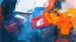 © tao - Vibrant Abstract Artwork: Blue, Red, and Orange Oil Paint on Canvas, Modern Impressionist Style, Hand-Painted Texture
