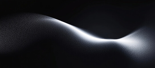 Poster - Abstract grayscale image of a flowing wavelike form with a textured surface and subtle lighting