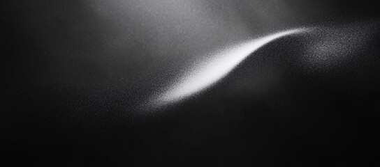 Poster - Abstract grayscale image of a light streak across a dark background, resembling a cosmic event or a wave of particles