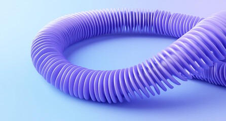Poster - Abstract 3D Render of a Lavender Purple Spiral Coil Forming a Ring Shape on a Light Blue Background