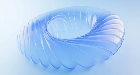 Poster - Abstract 3D Rendering of a Blue Glass Spiral Torus Form