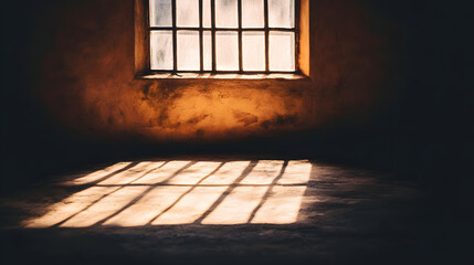 Poster - Captivating window with soft light streaming through it creating a dramatic artistic rendering of grid articulation.