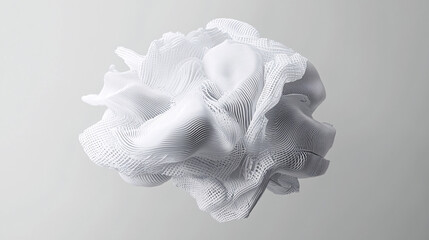 Poster - Abstract White 3D Render of a Flowing Organic Form with Intricate Line Patterns and Textured Surface