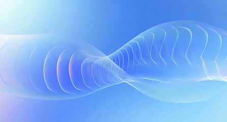 Poster - Abstract Blue Wave Background with Flowing Lines and Delicate Curves