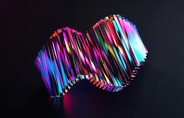 Poster - Abstract Colorful Prismatic Sculpture Digital Art Rendering