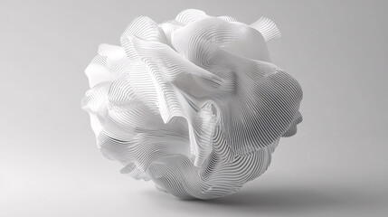 Poster - Abstract White 3D Render of a Layered Organic Form with Flowing Lines and Curves