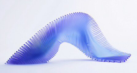 Poster - Abstract 3D Render of a Blue Glass Sculpture with a Wavelike Form