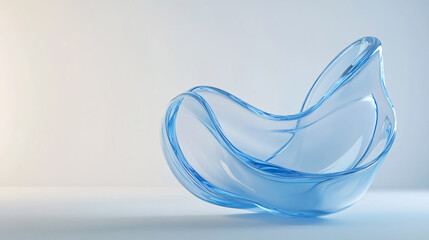 Poster - Abstract 3D Render of a Flowing Blue Glass Sculpture on a White Background