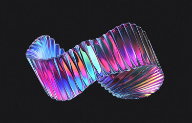 Poster - Abstract iridescent glass sculpture swirling in infinity loop
