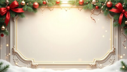 Poster - festive holiday frame adorned with decorations, ready for a personalized message