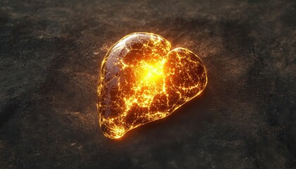 Poster - Glowing Heart Shape Abstract Art with Fire and Energy Effect