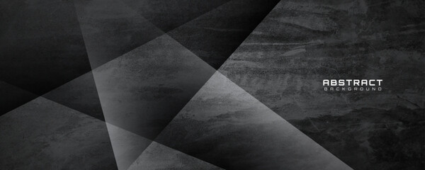 Poster - 3D black rough grunge abstract background overlap layer on dark space with polygonal effect decoration. Modern graphic design element cutout style concept for web, flyer, card, or brochure cover