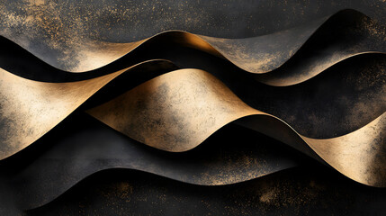 Aufkleber - elegant black and gold fabric with chic wave patterns creating a modern design for fashion apparel a