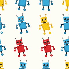 Poster - Colorful Humanoid Robots in a Futuristic Style Pattern for Fun and Creative Projects