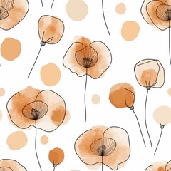 Poster - Minimalist Floral Line Art with Subtle Color Accents for Modern Home Decor and Branding Projects