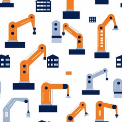 Poster - Futuristic Warehouse Concept with Automation and Robotic Machines for Advanced Industrial Applications