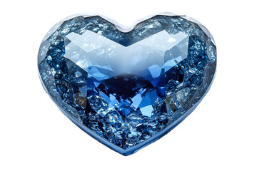 Blue heart shaped crystal with a transparent background