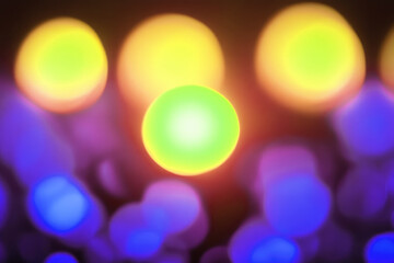 Aufkleber - vibrant abstract image featuring bright, colorful bokeh lights in shades of yellow, green, and blue, creating dreamy and energetic atmosphere