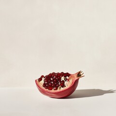 Aufkleber - Ripe Red Pomegranate Half on White Background