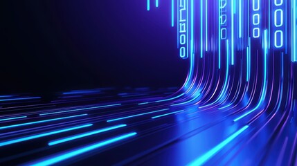 Poster - futuristic business concept with neon lights in financial environment and digital stock data