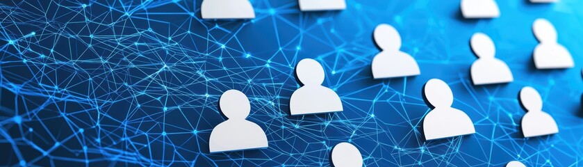 Poster - Silhouettes of Isolated Figures Representing Disconnected Society in Digital Network
