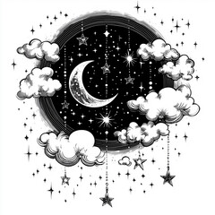 Wall Mural - illustration in coloring style. astrology, tarot, zodiac, AI generated