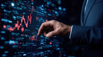Poster - Professional Businessman Interacting with Financial Data on Digital Technology Screen