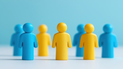 Poster - Colorful figures representing communication and teamwork spirit.