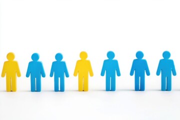 Poster - Colorful figures representing teamwork and communication, unity.