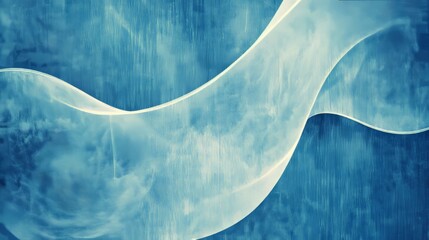 Aufkleber - Abstract blue background with flowing wave-like curved lines and subtle grunge textures, creating a smooth, futuristic, and dynamic design concept for digital art and modern graphic elements