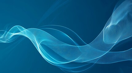 Aufkleber - Abstract blue background with flowing wave-like curved lines and subtle grunge textures, creating a smooth, futuristic, and dynamic design concept for digital art and modern graphic elements