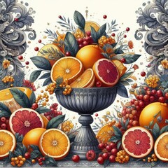 Poster - elegant illustration avant garde, Enjoy a boost of immunity and health benefits with delicious oranges and lemons!