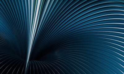 Poster - Radial Pattern of Navy Blue Metallic Lines with Subtle Light Reflection