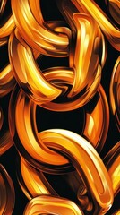 Poster - Abstract digital artwork of interconnected golden chain links