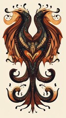 Poster - Symmetrical abstract design depicting a creature with stylized wings