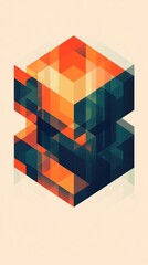 Poster - An abstract digital illustration featuring overlapping geometrical shapes of cubes