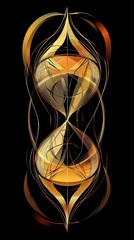 Poster - An abstract illustration of a golden hourglass on a dark background