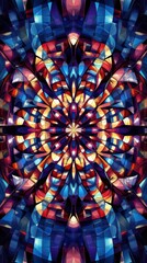 Poster - A symmetrical colorful abstract pattern with varying geometric shapes