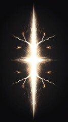Poster - bright vertical lightning bolt expanding with energy on a black background