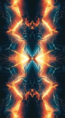 Poster - Symmetrical abstract illustration features vibrant colors and electric energy patterns