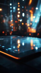Poster - Futuristic tablet on a glowing stage with lights