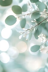 Poster - Soft green-toned bokeh lights create a gentle glow at the bottom, fading into a bright backdrop. The blurred upper section adds an ethereal touch, perfect for branding opportunities