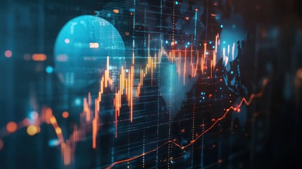 Poster - Abstract financial data visualization with graphs