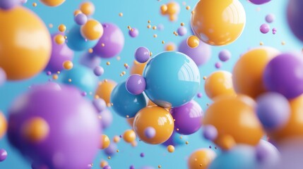 Poster - Colorful dynamic abstract background featuring surreal motion of glossy reflective spheres in a vibrant fluid design