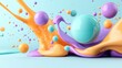 © ADD PHOTO - An imaginative digital rendering of a whimsical colorful scene with abstract organic shapes suspended in a dreamlike pastel toned environment
