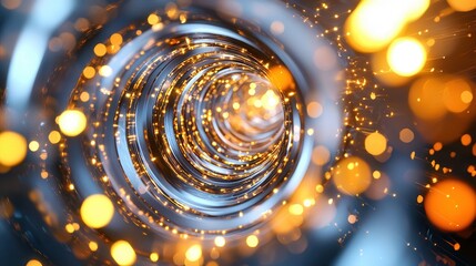 Poster - A captivating and futuristic digital artwork depicting a luminous kaleidoscopic tunnel filled with swirling prismatic lights and energy