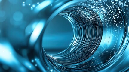 Poster - a futuristic abstract visualization of a hyperspace jump through a swirling glowing blue tunnel fill