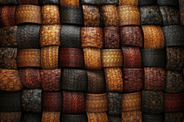 Aufkleber - Intricate woven pattern of dark and light brown shades creating a textured background.