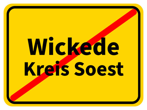 Illustration eines Stadtausgangsschildes von Wickede, einer Gemeinde des Kreises Soest